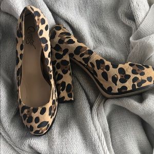 Carlos Santana leopard platform heels